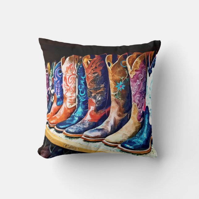 Cowboy Boots Throw Pillow (Front)
