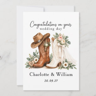 Cowboy Boots Wedding Card Western Wedding Card