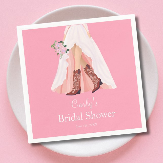 Cowboy Boots & Wedding Dress Bridal Shower Napkins (Creator Uploaded)