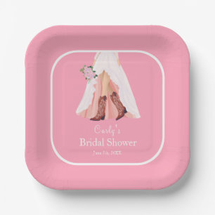 Cowboy Boots & Wedding Dress Bridal Shower Paper Plates