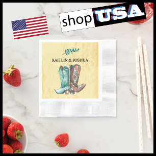 Cowboy Boots Wedding 🤠 Rustic Western Monogram Napkins