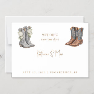 Cowboy Boots Wedding Save the Date Magnetic Invitation