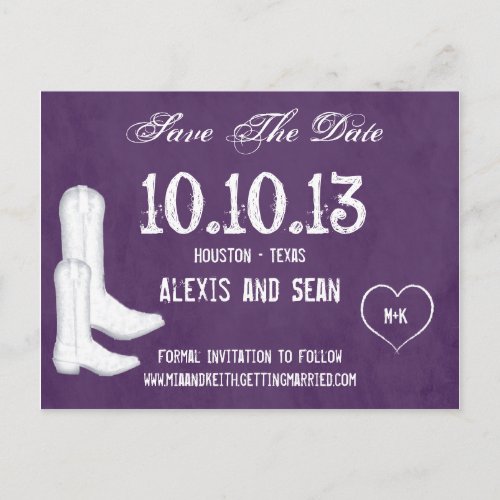 Cowboy Boots Wedding Save The Date Postcard