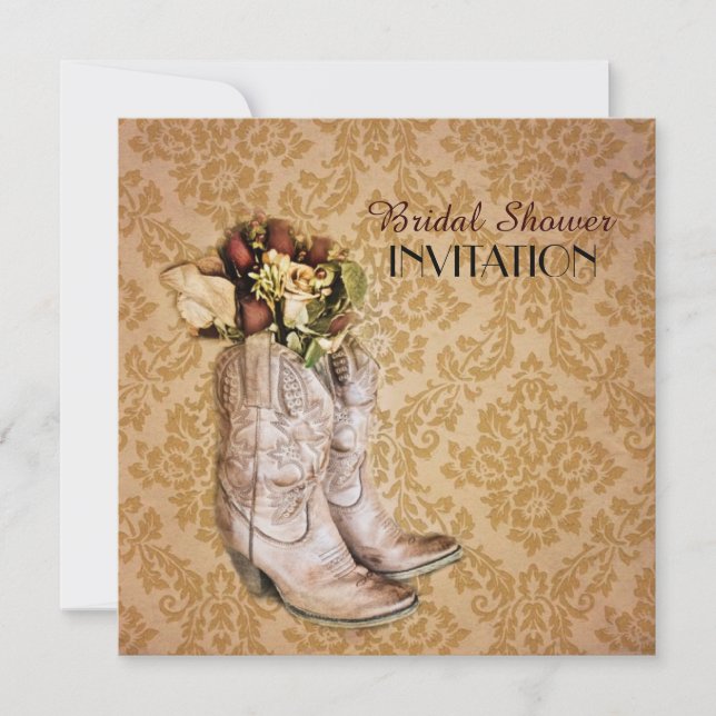 cowboy boots western bridal shower tea party invitation (Front)