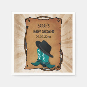 cowboy boots western personalized party napkins