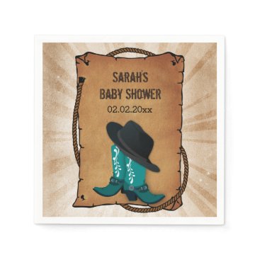 cowboy boots western personalized party napkins