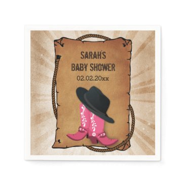 cowboy boots western personalized party napkins