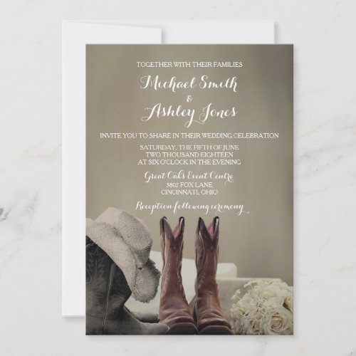 Cowboy Boots Western Rustic Wedding Invitations