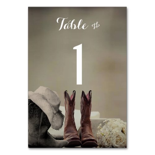 Cowboy Boots Western Rustic Wedding Table Numbers