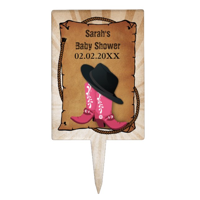 cowboy boots western theme Personalized Cake Picks (Front)