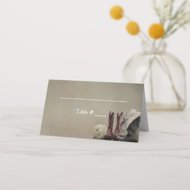 Cowboy Boots Western Wedding Place Escort Cards (Front)