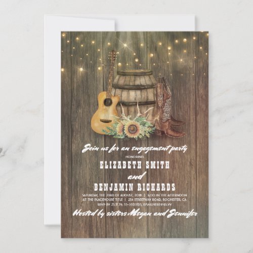 Cowboy Boots Wine Barrel Country Engagement Party Invitation