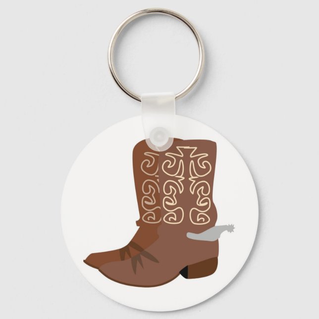 Cowboy Boots with Spurs Keychain (Front)