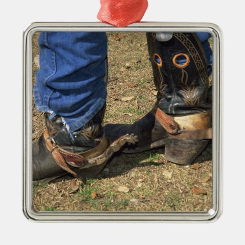 Cowboy boots with spurs metal ornament