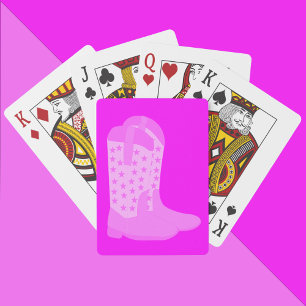 Cowboy Boots with Stars on Pink Background Poker Cards