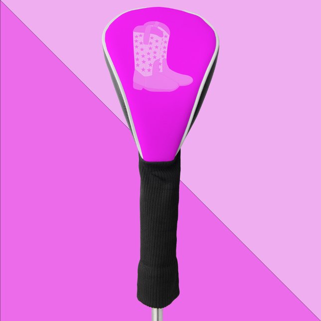 Cowboy Boots with Stars Pink Golf Head Cover (A golf head cover with a pair of pink cowboy boots with stars)