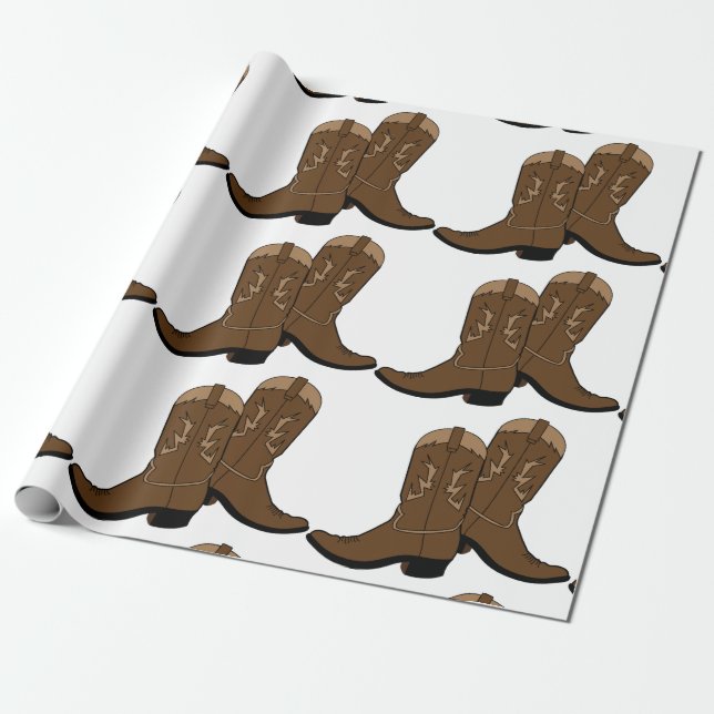 Cowboy Boots Wrapping Paper (Unrolled)