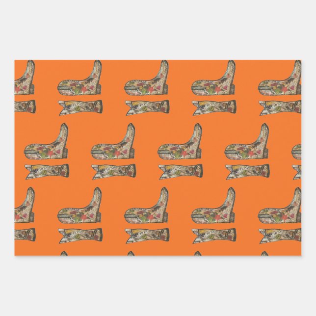 Cowboy boots Wrapping Paper Flat Sheet Set of 3 (Front 3)