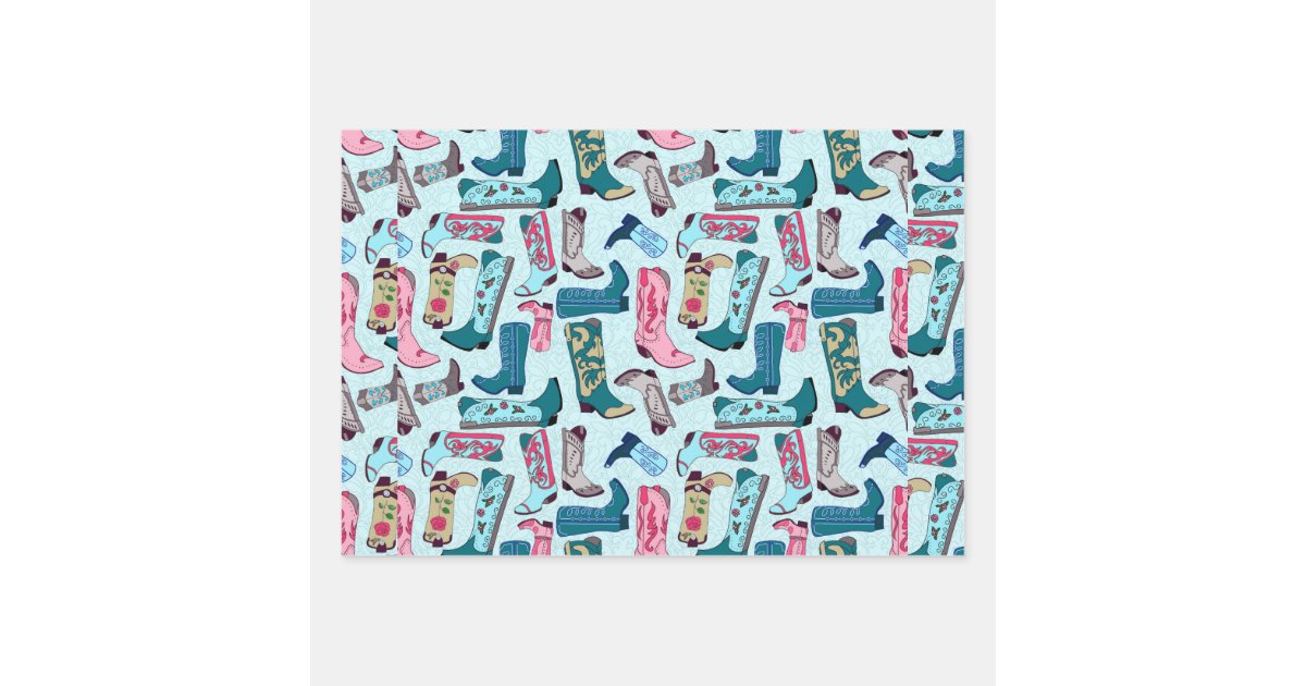 Country Cowboy Boots Stick Horse Desert Western Wrapping Paper