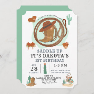 Cowboy Boy Birthday Invitation