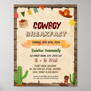 Cowboy breakfast event flyer poster