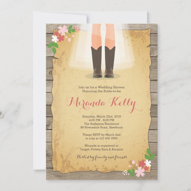 Cowboy Bridal Shower Invitation / Rustic Bridal (Front)