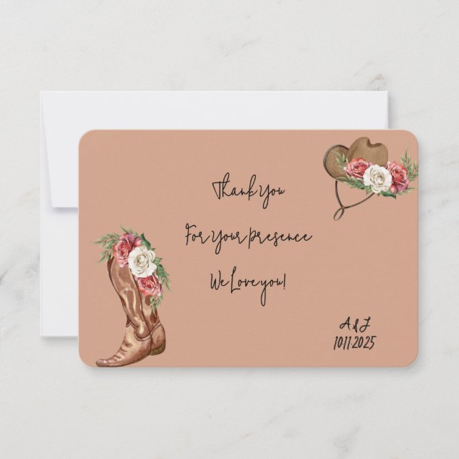 cowboy bridal shower thank you card (Front)