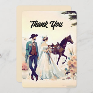 Cowboy, Bride & Horse Thank You Wedding