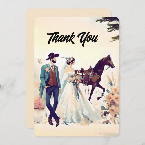 Cowboy Bride  Horse Thank You Wedding