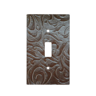 Cowboy brown western country leather pattern light switch cover