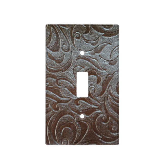 Cowboy brown  western country leather pattern light switch cover (Front)