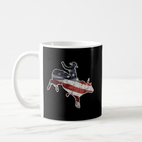 Cowboy Bull Riding Western Gift American Flag Coffee Mug