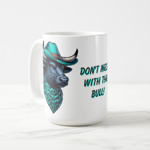 Cowboy Bull With Turquoise Hat and Patterned Scarf Coffee Mug