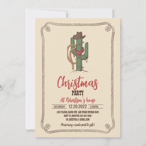 Cowboy Cactus Illustration Invitation