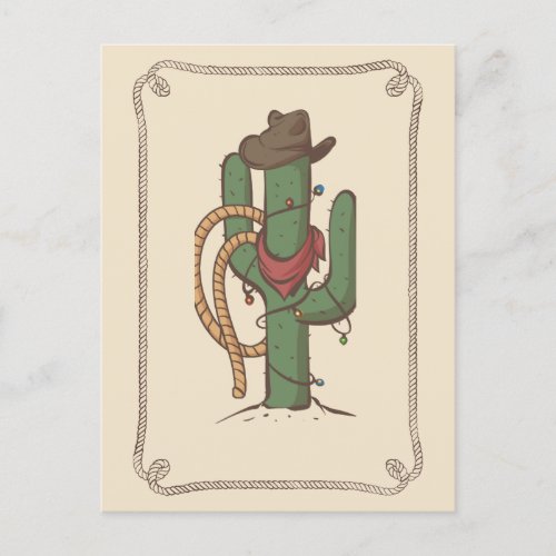 Cowboy Cactus Illustration Postcard