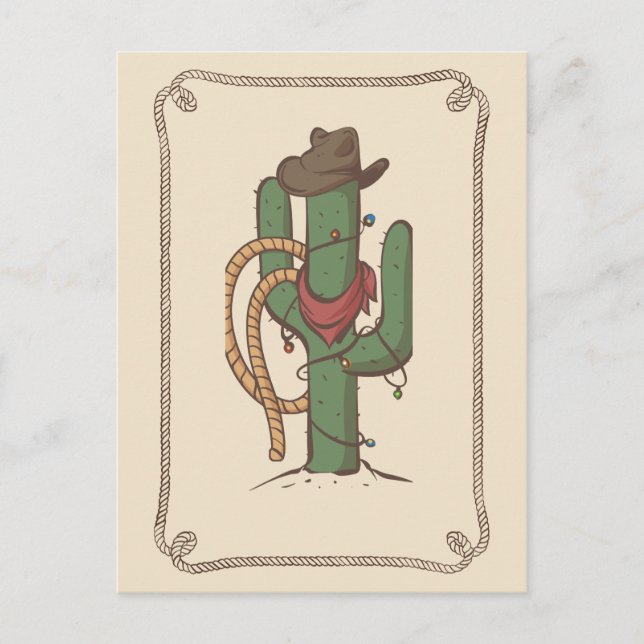 Cowboy Cactus Illustration Postcard (Front)