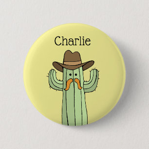 Cowboy Cactus Personalized Button