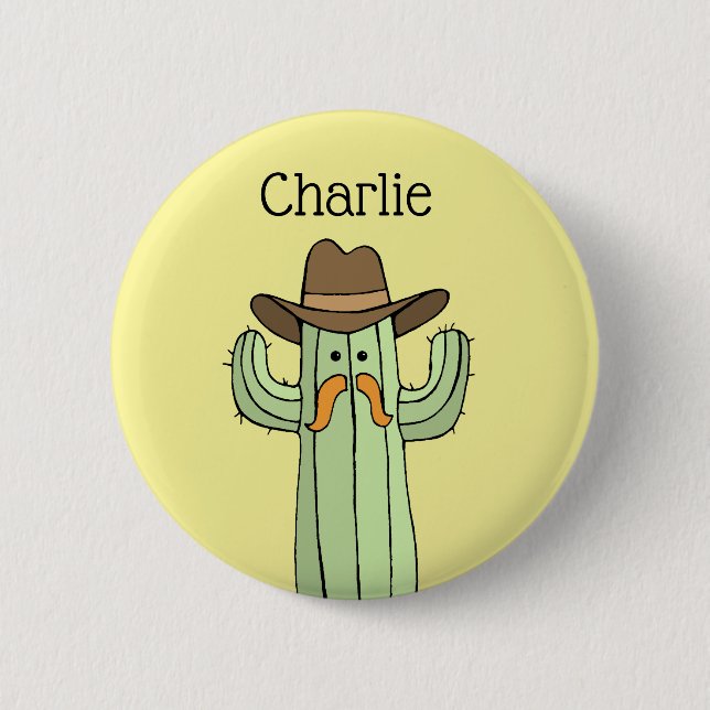 Cowboy Cactus Personalized Button (Front)