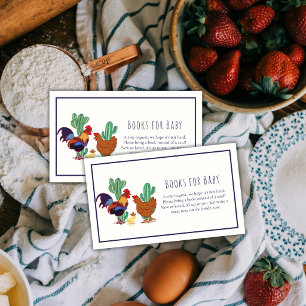 Cowboy Cactus Rooster Chicken Books Baby Shower Enclosure Card