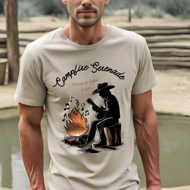 Cowboy Campfire Harmony - Nostalgic Guitar Playing T-Shirt (Creator Uploaded)