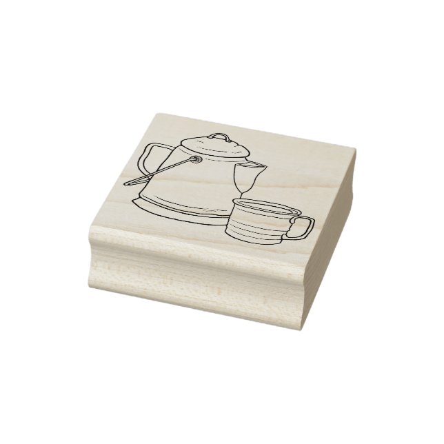 Cowboy Camping Coffee Pot and Tin Cup  Rubber Stamp (Stamp)