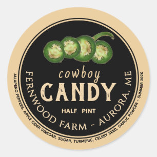 Cowboy Candy Candied Jalapeno Pepper Spicy Jelly Classic Round Sticker