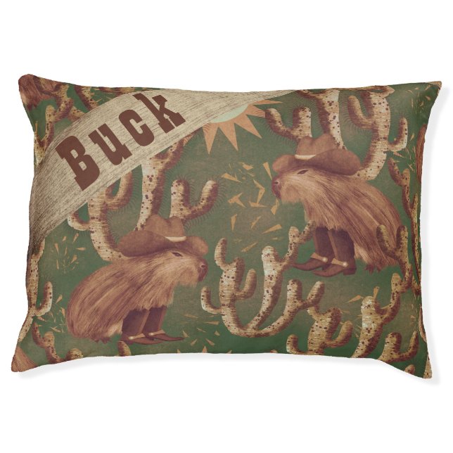Cowboy Capybara funny western design Pet Bed (Front)