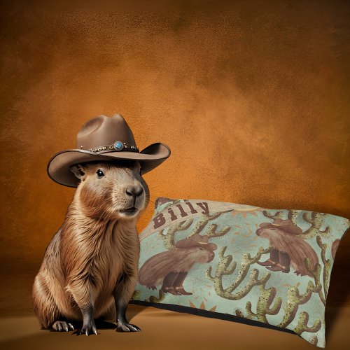 Cowboy Capybara green  Pet Bed