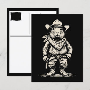 cowboy capybara holiday postcard