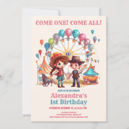 Cowboy Carnival Circus Show Birthday Invitation