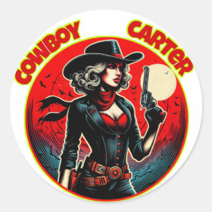 Cowboy carter classic round sticker