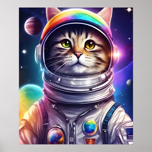 Cowboy Cat Astronaut, Space Cadet Cat Poster (Front)