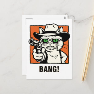 Cowboy Cat Birthday Card -' BANG" Wild West Humor 