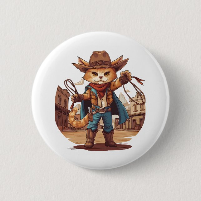 Cowboy Cat Button (Front)